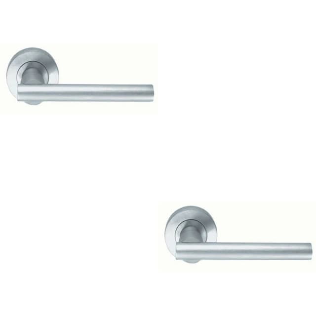 Loops 2x PAIR Round Recessed Bar Handle on Round Rose Concealed Fix Satin Chrome Multi
