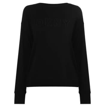 DKNY Core Logo Long Sleeve Top - Black