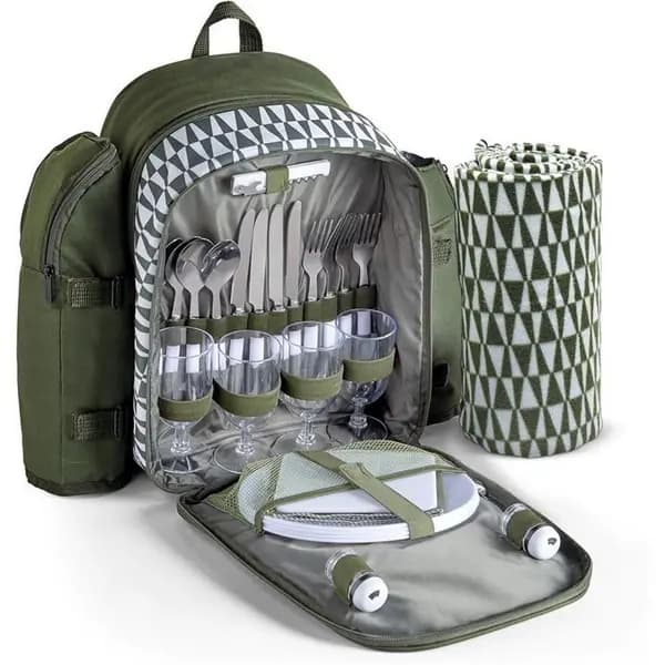 VonShef VonHaus 4 Person Picnic Backpack - Green One Size
