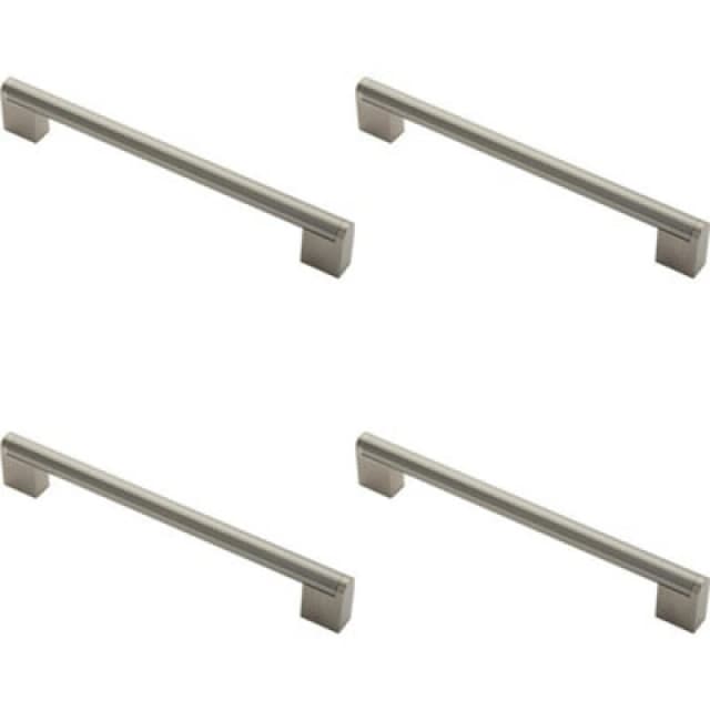 Loops 4x Round Bar Pull Handle 232 x 14mm 192mm Fixing Centers Satin Nickel & Steel Metallics unisex