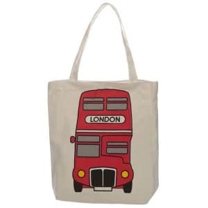 London Bus Cotton Bag with Zip and Lining