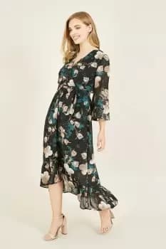 Floral Dipped Hem 'Cora' Midi Dress