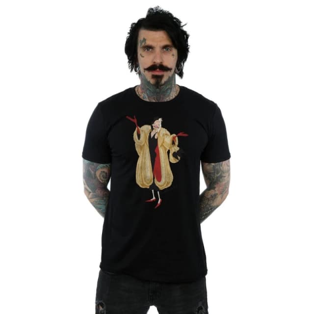 Disney Men 101 Dalmatians Classic Cruella De Vil T-Shirt in Black Size: Small Black S Male 5057245581639
