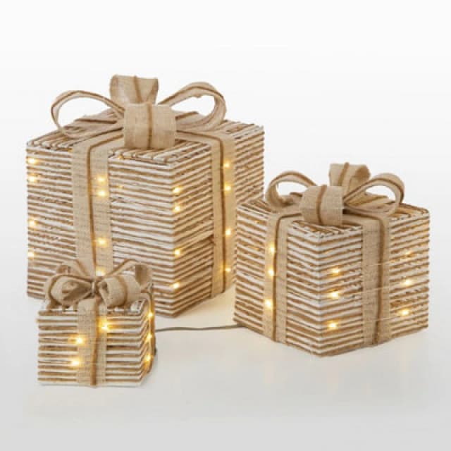 The Christmas Workshop Light-Up White & Beige Gift Boxes