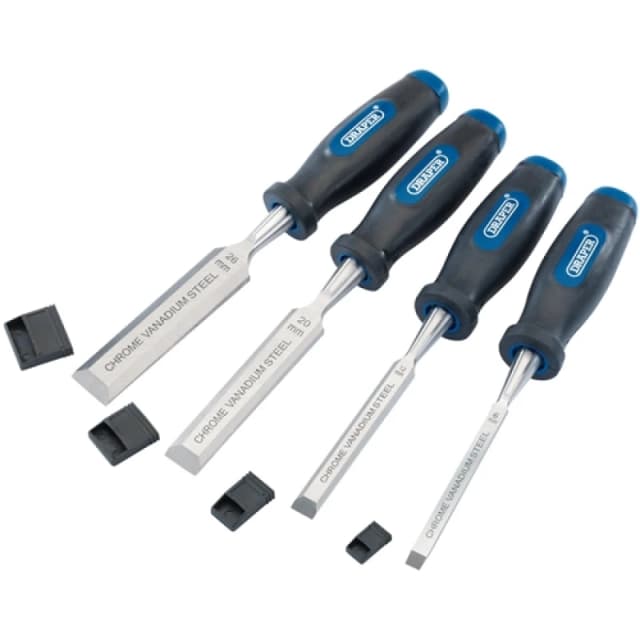 Draper Soft Grip Bevel Edge Wood Chisel Set (4 Piece) 44502AWUK