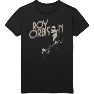 Roy Orbison - Guitar & Logo Mens Small T-Shirt - Black