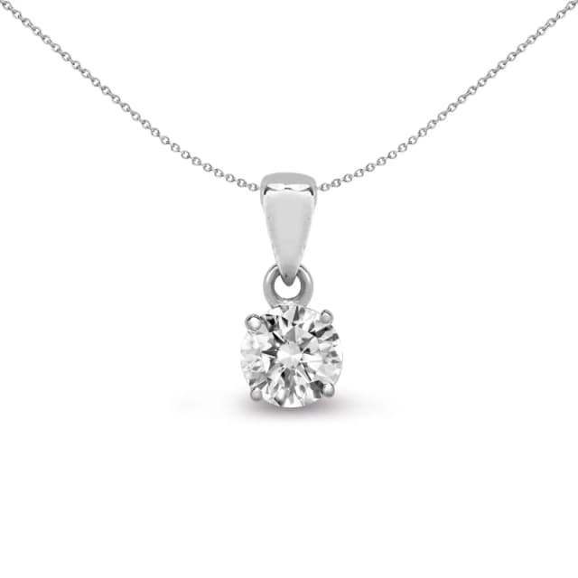 Jewelco London 18ct White Gold 0.35ct Diamond Solitaire Charm Pendant - 18P010-035 Silver