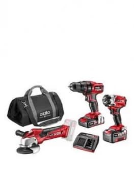 Ozito Ozito By Einhell 3 Piece Cordless Drill & Grinder Set (Drill, Impact, Angle Grinder +2 Batteries)