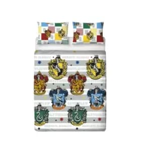 Harry Potter Hogwarts Houses Duvet Cover Set (Double) (Multicoloured)