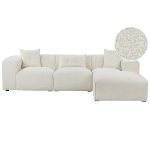 Beliani Corner Sofa 3 Seater Dolva Boucle Off-White Left Hand