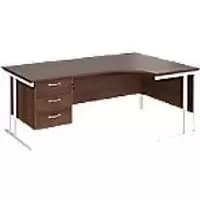 Dams International Right Hand Ergonomic Desk MC18ERP3WHW 1,800 x 1,200 x 725 x 800 - 990 mm