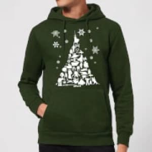 Star Wars Character Christmas Tree Christmas Hoodie - Forest Green - L
