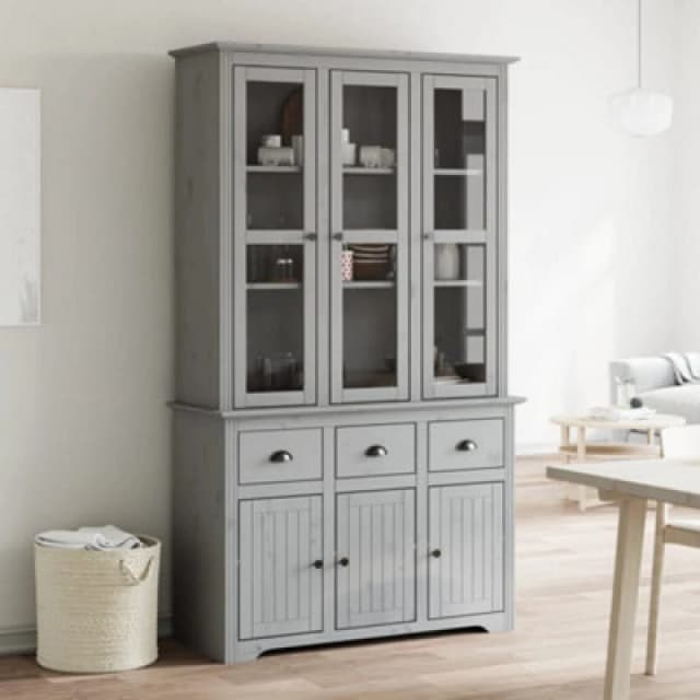 vidaXL Highborad "bodo" Grey 115.5x43x200.5cm Solid Wood Pine, Grey 3206453