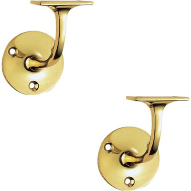 Loops 2x Lightweight Handrail Bannister Bracket 72mm Projection Polished Brass Metallics unisex