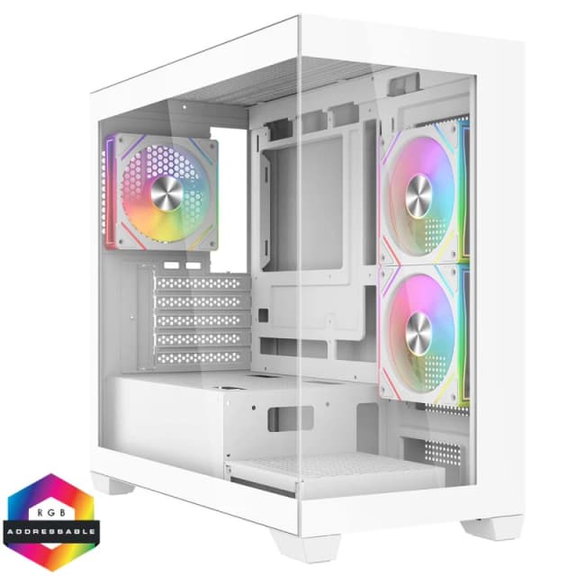 CIT Mercury MATX ARGB Tempered Glass Gaming Case - White - CIT-MERCURYWHT-ARGB