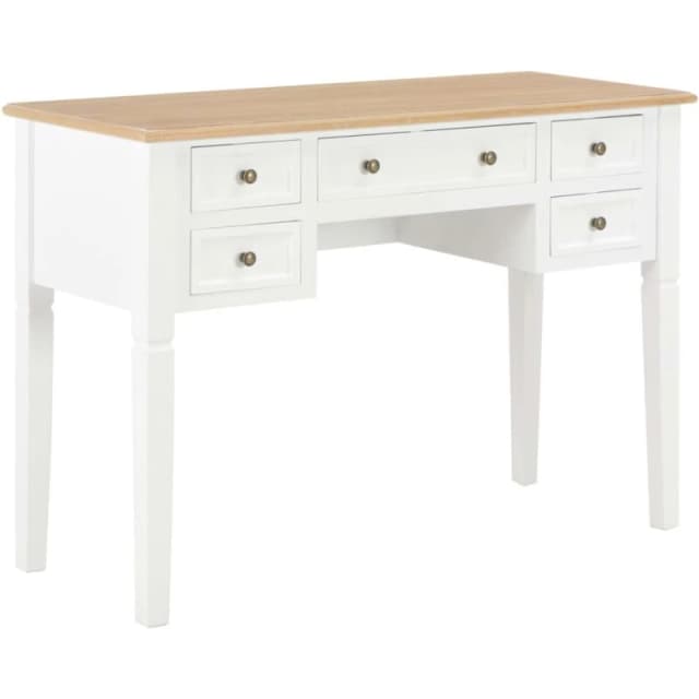 vidaXL Writing Desk White 109.5cm Wood French-style Office Laptop Desk Table