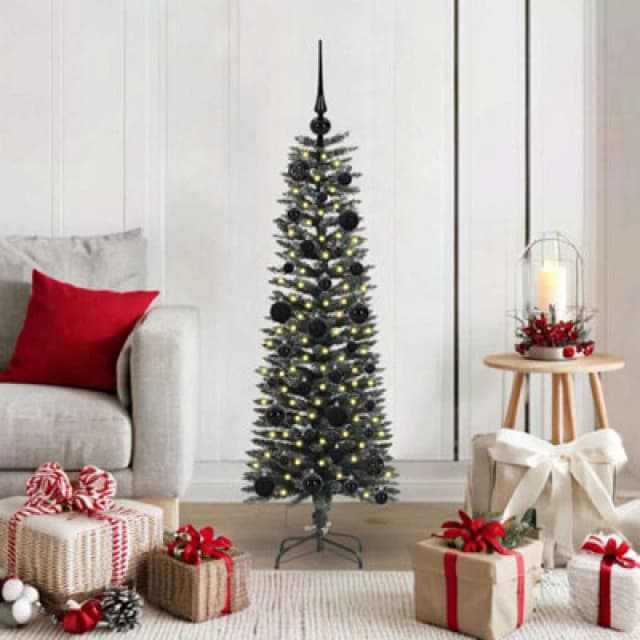 vidaXL Artificial Christmas Tree with Stand, Black Balls Green 40.5 x 40.5 x 120 cm, Green 3395917