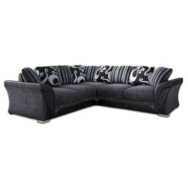 Furnishings For Less UK Lisbon Black And Grey L Shaped 5 Seater Fabric Corner Sofa