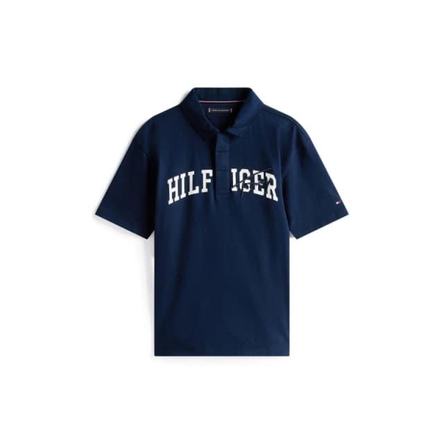 Tommy Hilfiger Kids Script Logo Short Sleeve Polo Shirt Night Navy C1G male 4Y