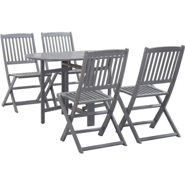 VIDAXL 5 Piece Garden Dining Set Solid Acacia Wood Grey Vidaxl 8719883808826