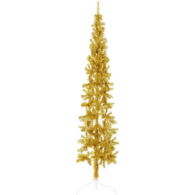 VIDAXL Vidaxl - Slim Artificial Half Christmas Tree with Stand Gold 240cm 8720287000969