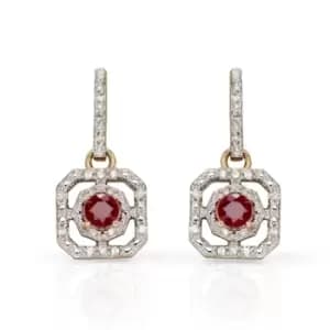 JG Signature 9ct Gold Ruby & Diamond Art Deco Earrings