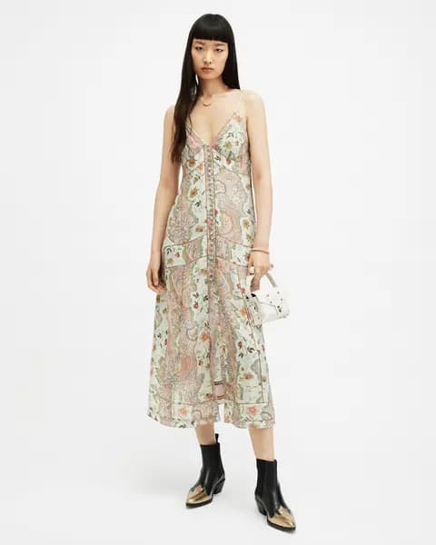 AllSaints Dahlia Cascade Paisley Slim Maxi Dress
