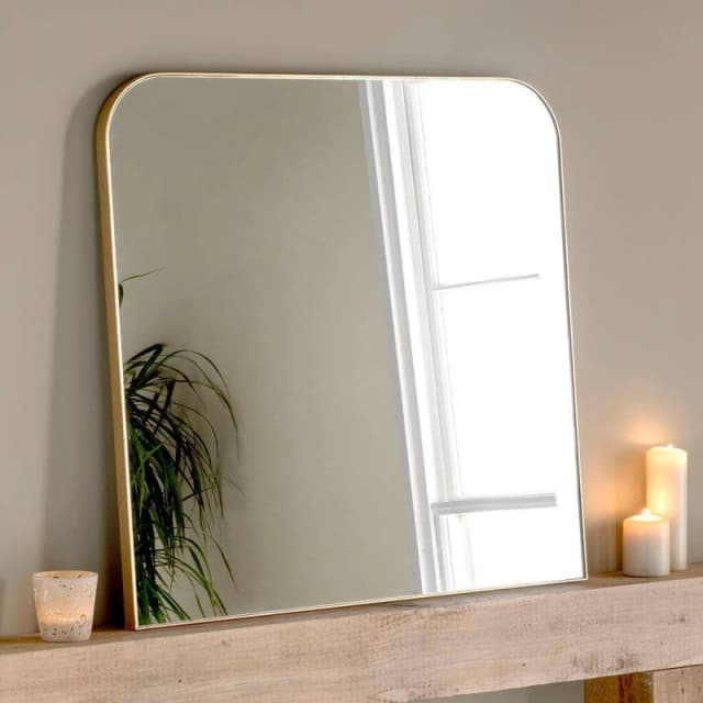 Yearn Mirrors Minimal Large Gold Mantle Mirror 100(w) x 100cm(h) Gold