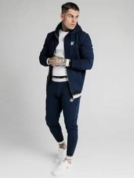 SikSilk Deluxe Zip Through Hoodie - Navy