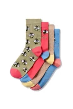 4 Pack Comfort Top Bee Socks