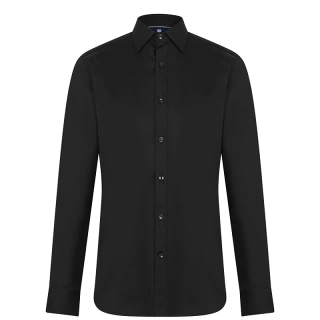 Haines and Bonner Hugh Slim Fit Sateen Shirt - Black 37