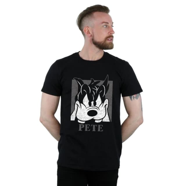 Disney Men Pete Cropped Head T-Shirt in Black Size: Small Black S Male 5057864506624
