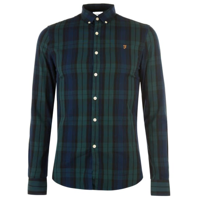 Farah Brewer Checked Shirt - Green Green XS