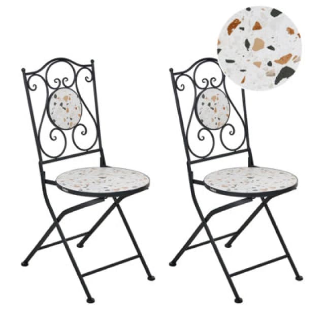 Beliani Set Of 2 Garden Chairs Artena Folding Metal Black