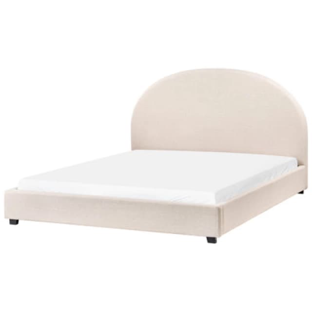 Beliani Bed Fabric Vaucluse 160 X 200 Cm (Eu King Size) Light Beige