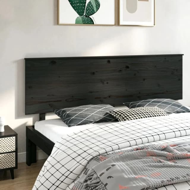 Vidaxl Bed Headboard Black 204X6X82.5cm Solid Wood Pine, Black 819194