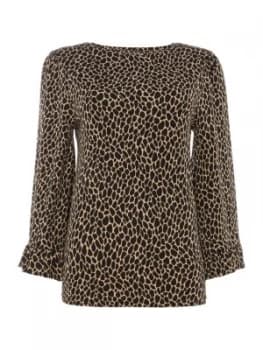 Michael Kors Elevated leopard frill top Camel
