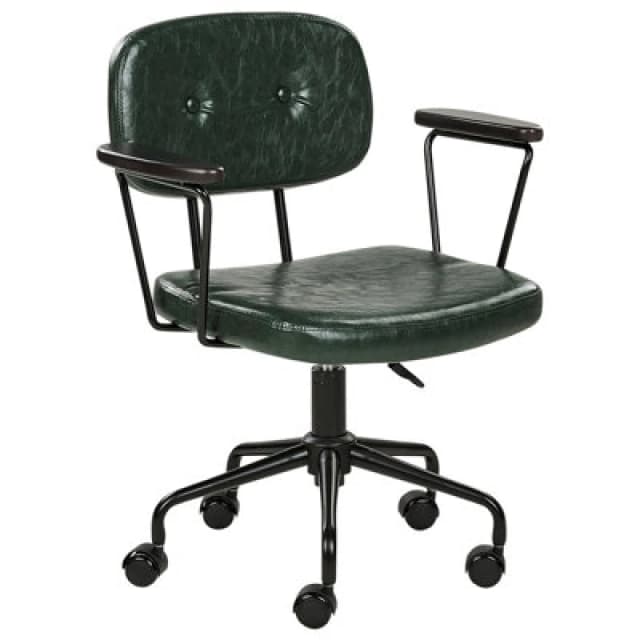 Beliani Desk Chair Algerita Faux Leather Dark Green