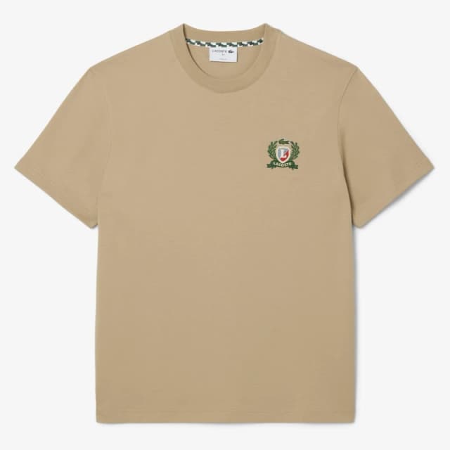Lacoste French Made Emboidered Badge T-Shirt Beige male S