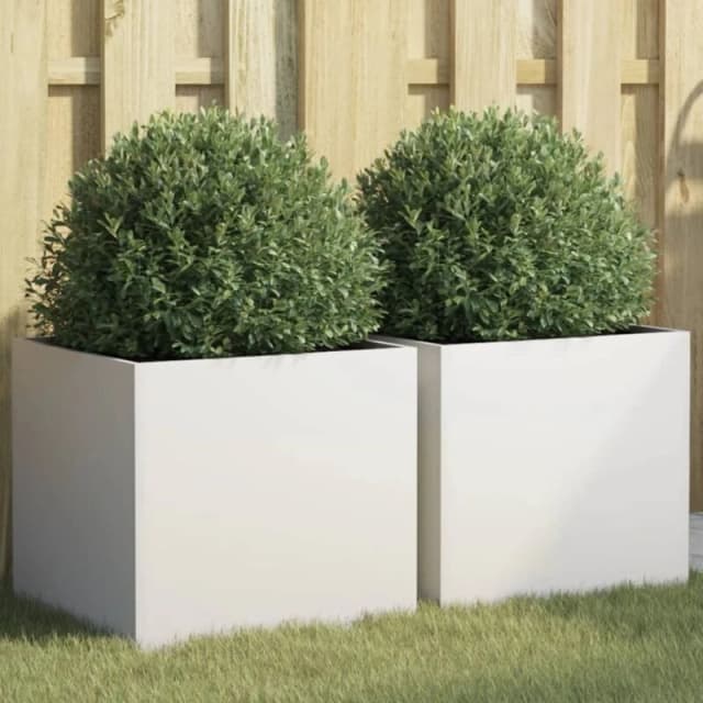 VIDAXL Planters 2 pcs White 42x40x39cm Steel Vidaxl 8721012364080