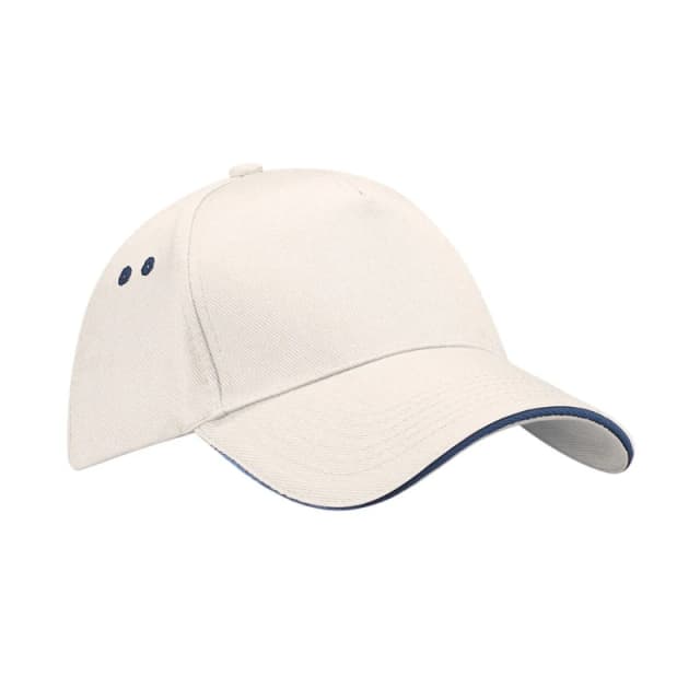 Beechfield Womens 5 Panel Sandwich Peak Baseball Cap in Light Beige Light Beige Female One Size
