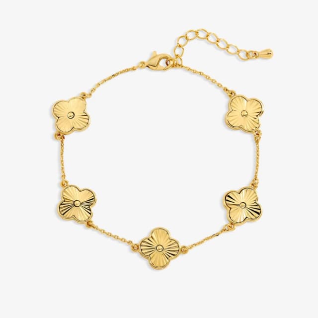 Jon Richard 14K Gold Plated Diamond Cut Clover Bracelet Chain Bracelets One Size Gold 38726410000