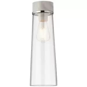 Luminosa Rona Ceiling Lamp E27, With Large Clear Cylindrical Cone Glass White Marble, Clear