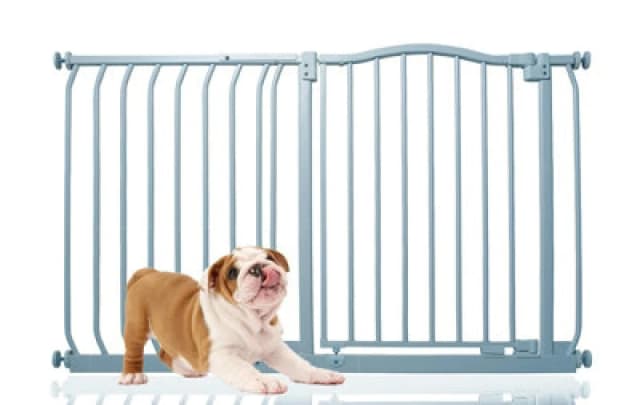 Bettacare Curved Top Dog Gate, 116Cm - 125Cm, Matt Grey, Pressure Fit Pet Gate For Dog And Puppy, Pet And Dog Barrier