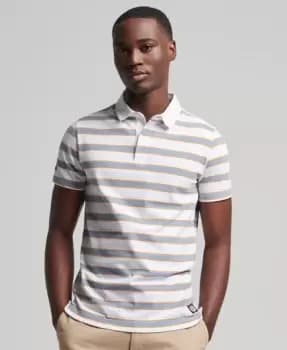 Superdry Mens Organic Cotton Academy Stripe Polo Shirt Multiple Colours / Optic Multi - Size: S