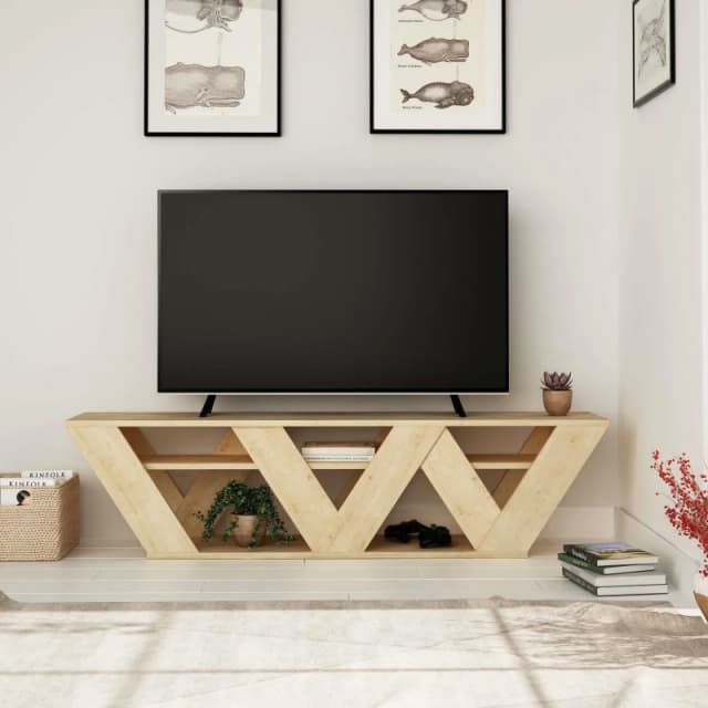DECORTIE Decortie - Ralla Modern tv Stand Multimedia Centre tv Unit Oak With Shelves 158cm - Oak M.TV.16955.5