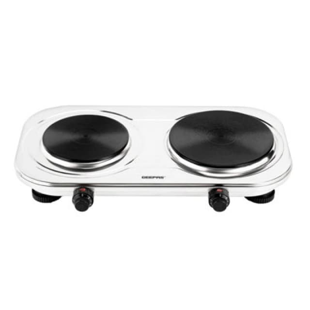 Geepas Double Hot Plate Electric Cooker Portable Powerful Table Top Hob 2500W Silver unisex