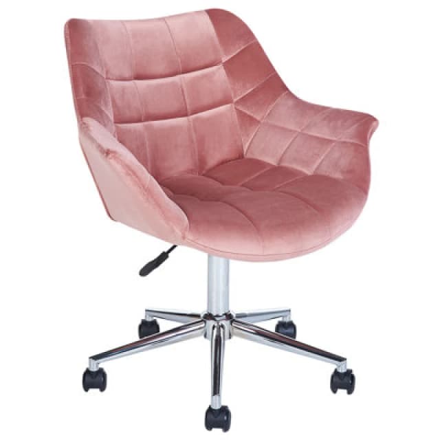 Beliani Desk Chair Labelle Velvet Pink