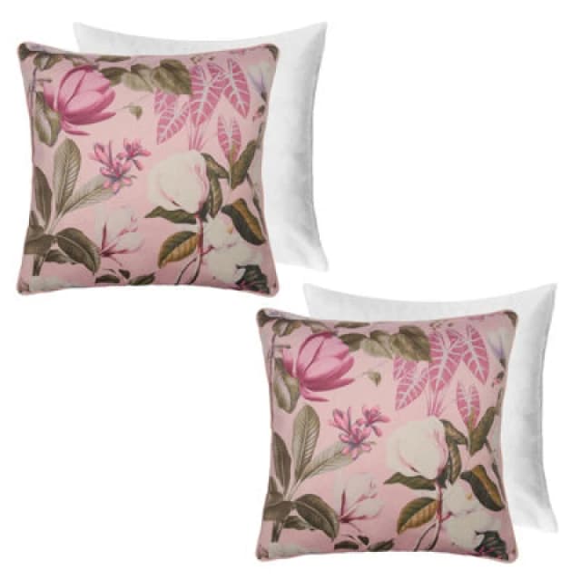 OHS OHS 2 Pack Printed Floral Filled Cushion Covers Home Decor Set in Pink Size: 45cm x 45cm Pink 45cm x 45cm Unisex 5027434218233
