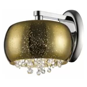 Impex Luna 1 Light Wall Lamp Gold Crystal